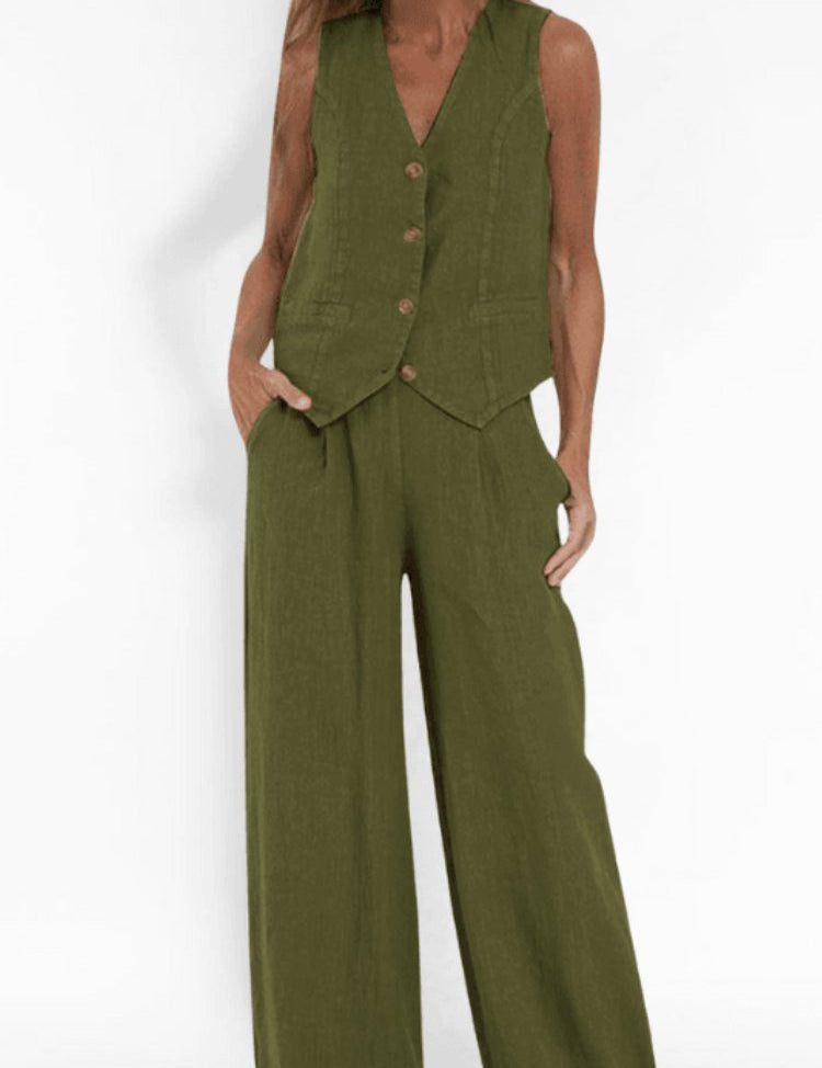 Scarlett | Women's Sleeveless Wide-Leg Two-Piece Set 1