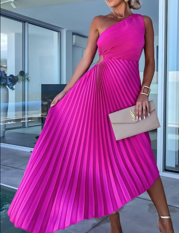 Halley | Chic Women's One Shoulder Midi Dress