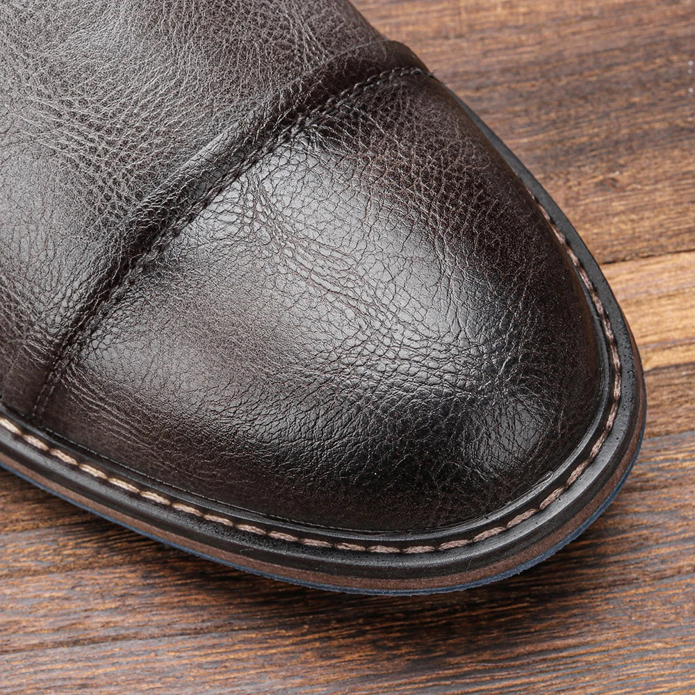 Men’s Leather Ankle Boots - Durable Slip-Resistant Sole - Casual Comfortable Fit-6