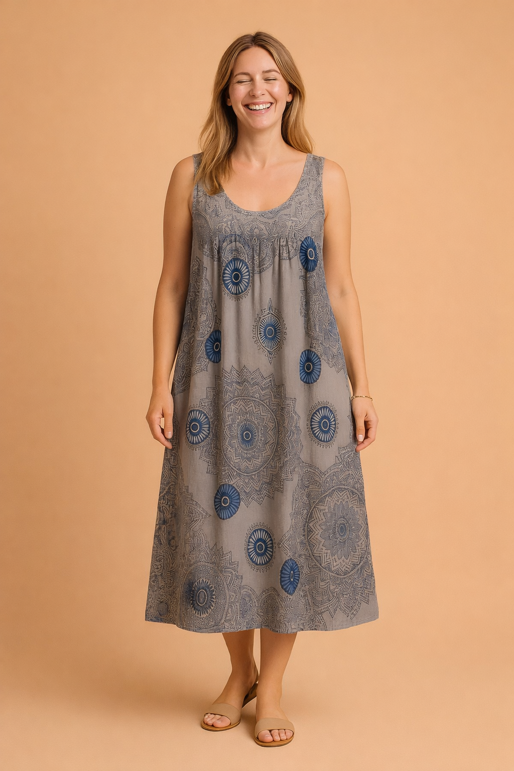 Sleeveless Summer Dress for Women Plus Size Stylish Patterned Sundress 7