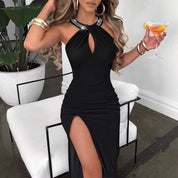 Sophia Wentworth | Rhinestone Halter Midi Dress For Women 4