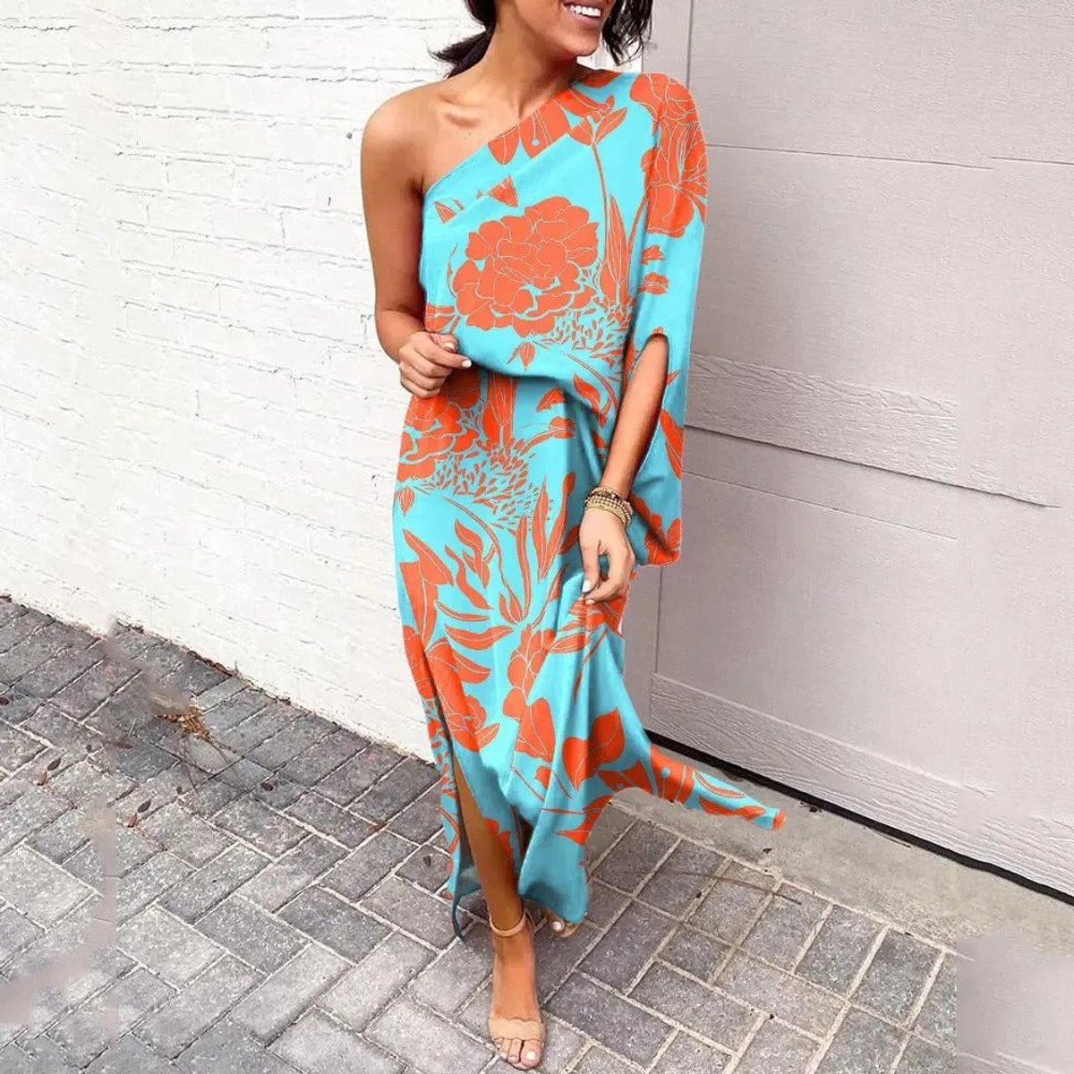 Sophia | Women's One-Shoulder Floral Maxi Summer Dress Jumpsuit 6