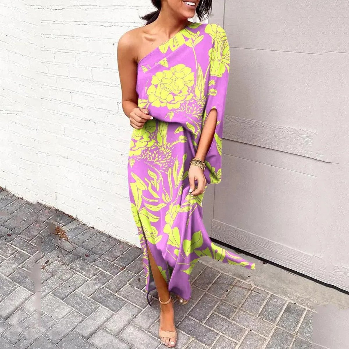 Sophia | Women's One-Shoulder Floral Maxi Summer Dress Jumpsuit 8
