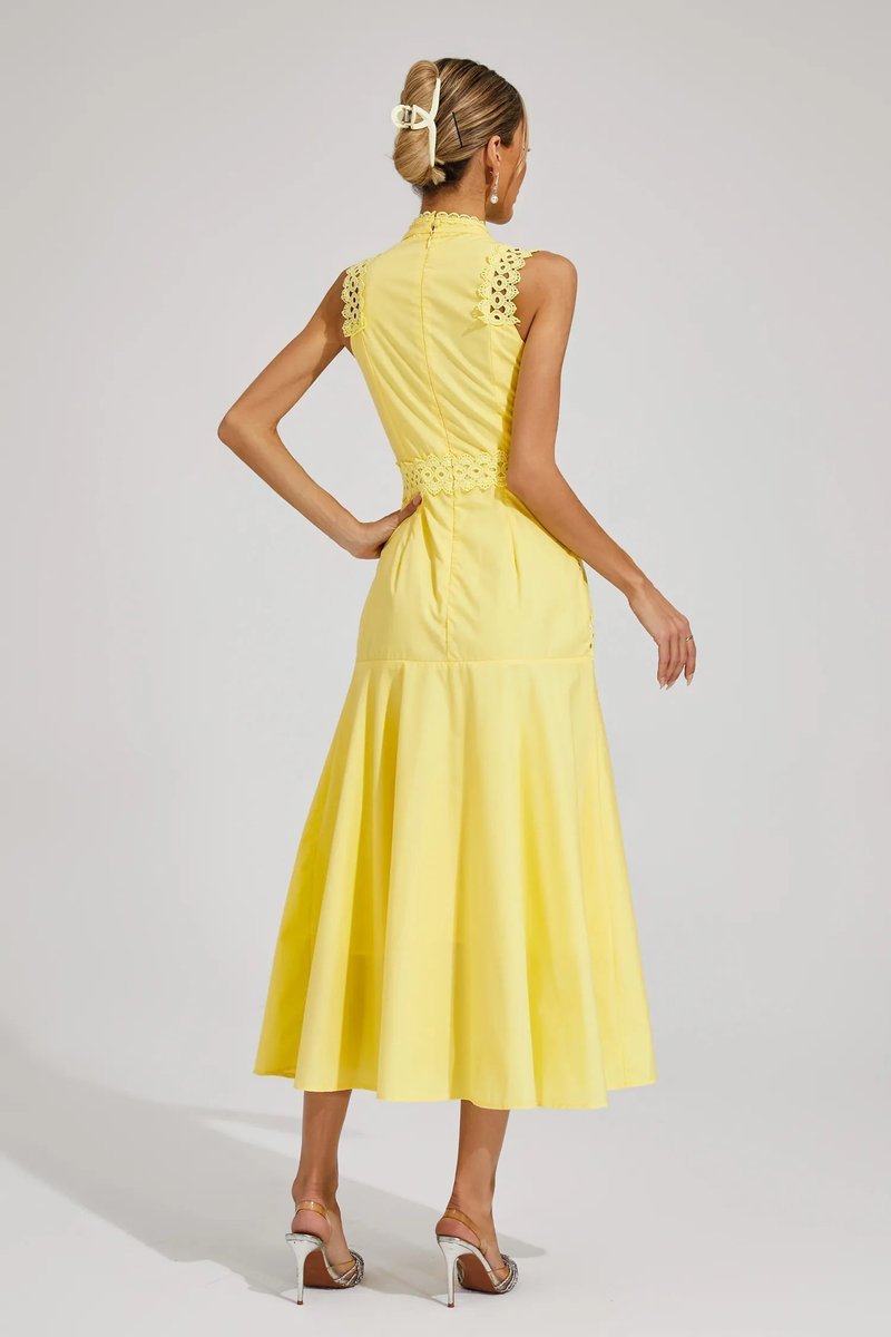 Sophia | Women's Sleeveless Cutwork Lace-Panel Midi Wedding Guest Dress 2