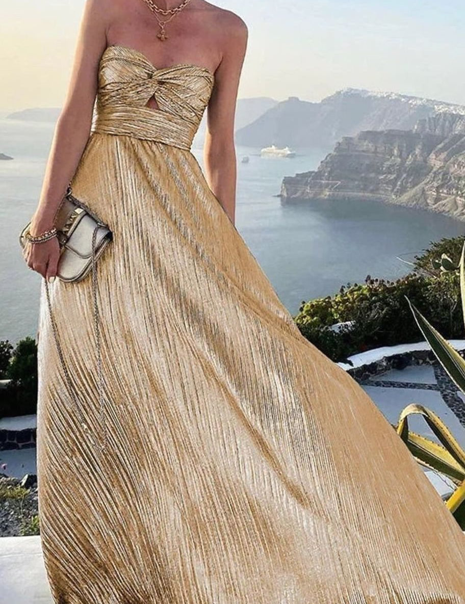 Sophia | Women's Strapless Bustier Pleated Shimmer Wedding Guest Dress 5