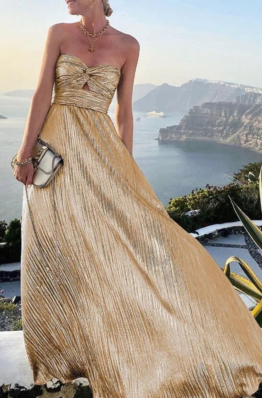 Sophia | Women's Strapless Bustier Pleated Shimmer Wedding Guest Dress 5