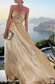 Sophia | Women's Strapless Bustier Pleated Shimmer Wedding Guest Dress 5