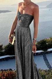 Sophia | Women's Strapless Bustier Pleated Shimmer Wedding Guest Dress 6
