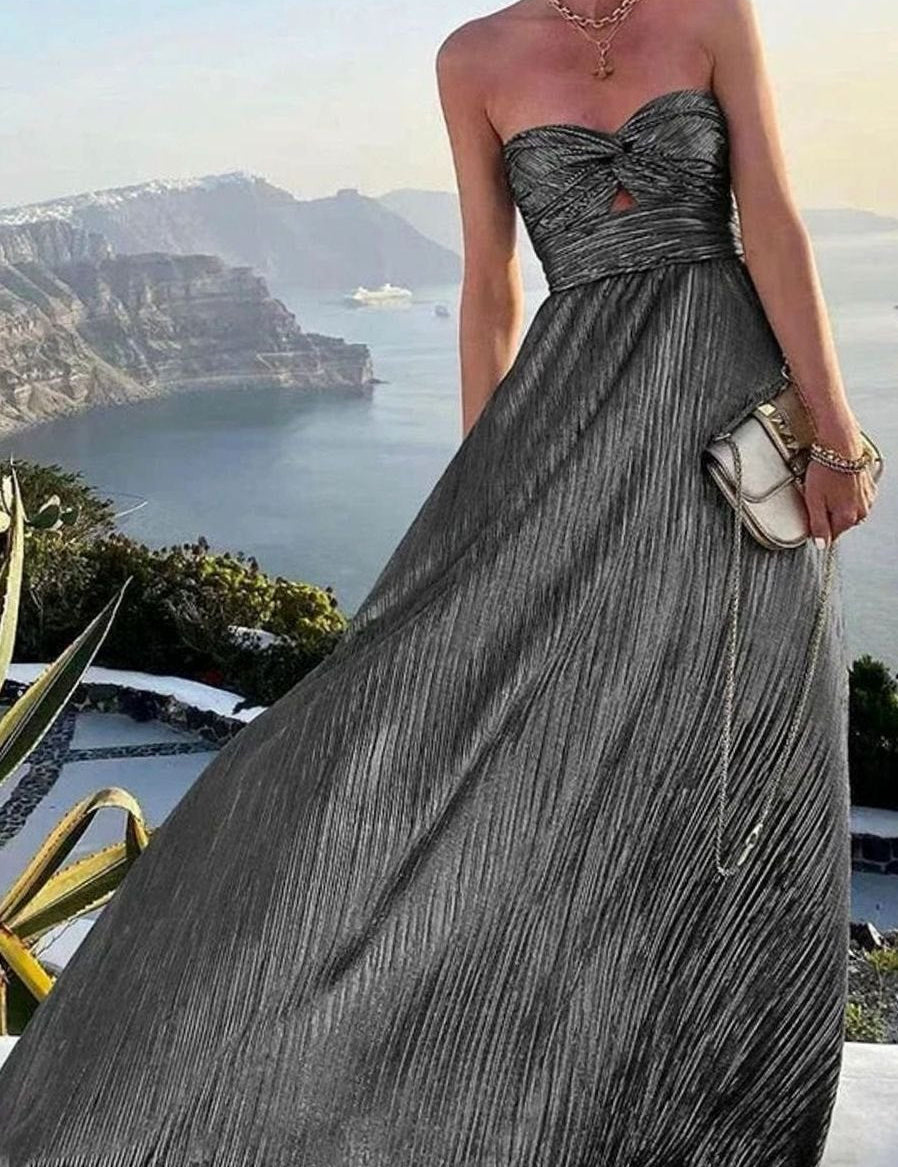 Sophia | Women's Strapless Bustier Pleated Shimmer Wedding Guest Dress 7