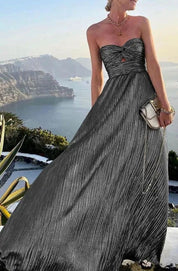 Sophia | Women's Strapless Bustier Pleated Shimmer Wedding Guest Dress 7