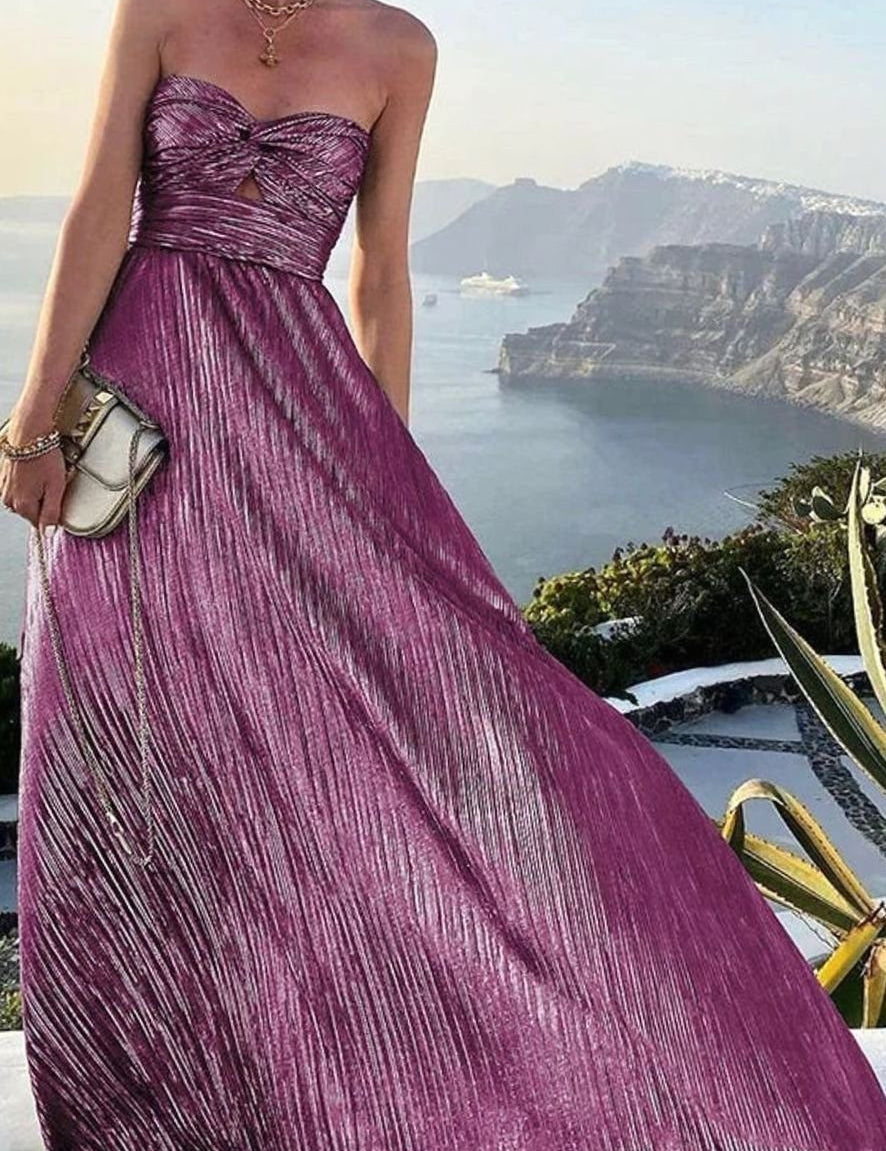 Sophia | Women's Strapless Bustier Pleated Shimmer Wedding Guest Dress 9