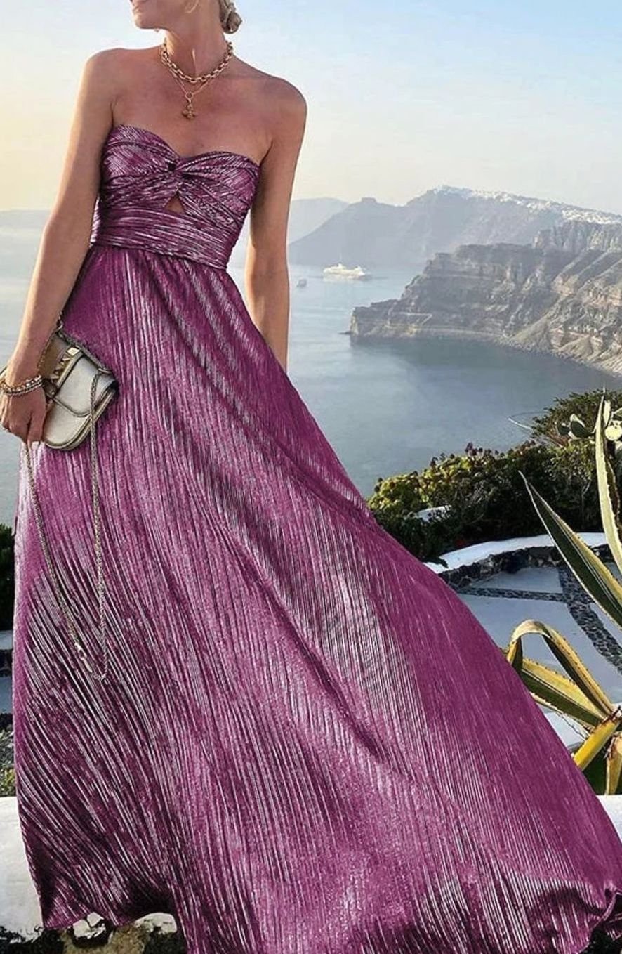 Sophia | Women's Strapless Bustier Pleated Shimmer Wedding Guest Dress 9