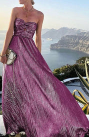 Sophia | Women's Strapless Bustier Pleated Shimmer Wedding Guest Dress 9