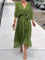 Victoria | Women's Chiffon Belted Deep V Neck Dress Flowy Midi 0