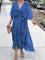 Victoria | Women's Chiffon Belted Deep V Neck Dress Flowy Midi 4