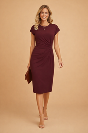 Wedding Guest Dresses - Elegant Black Midi Dress with Front Knot Detail for Women - Formal Dresses for Any Occasion 7