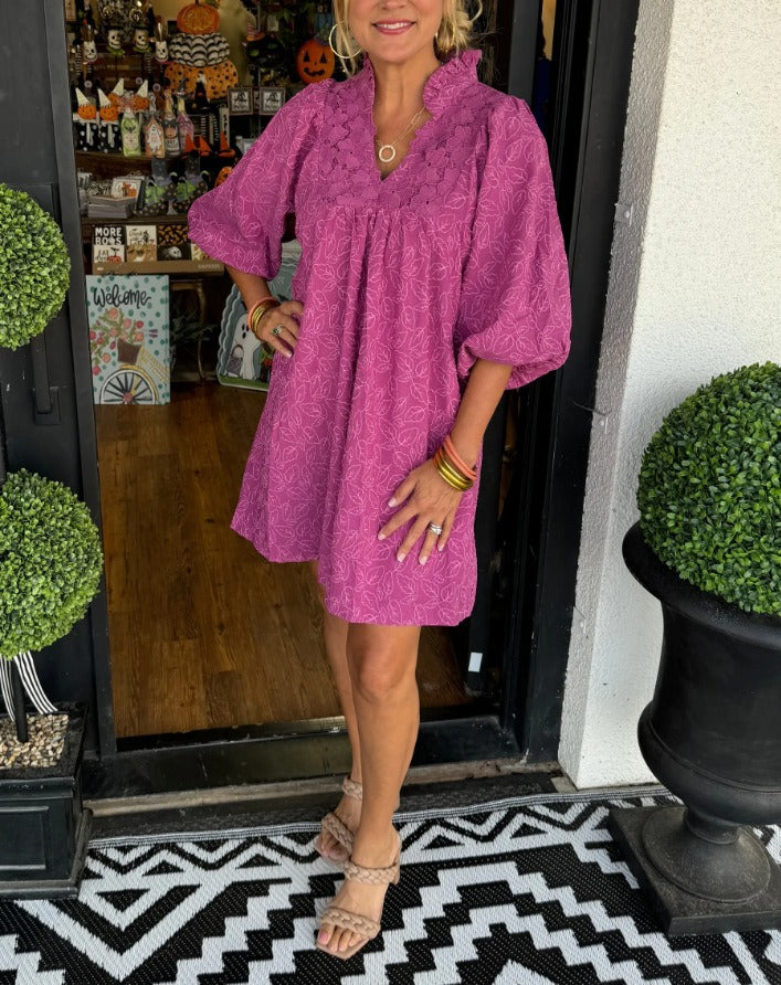 ANNA | Delightful Satin Dress with Puff Sleeves