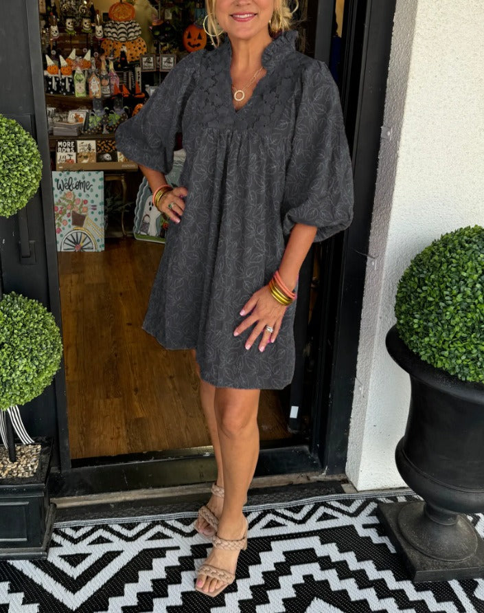 ANNA | Delightful Satin Dress with Puff Sleeves