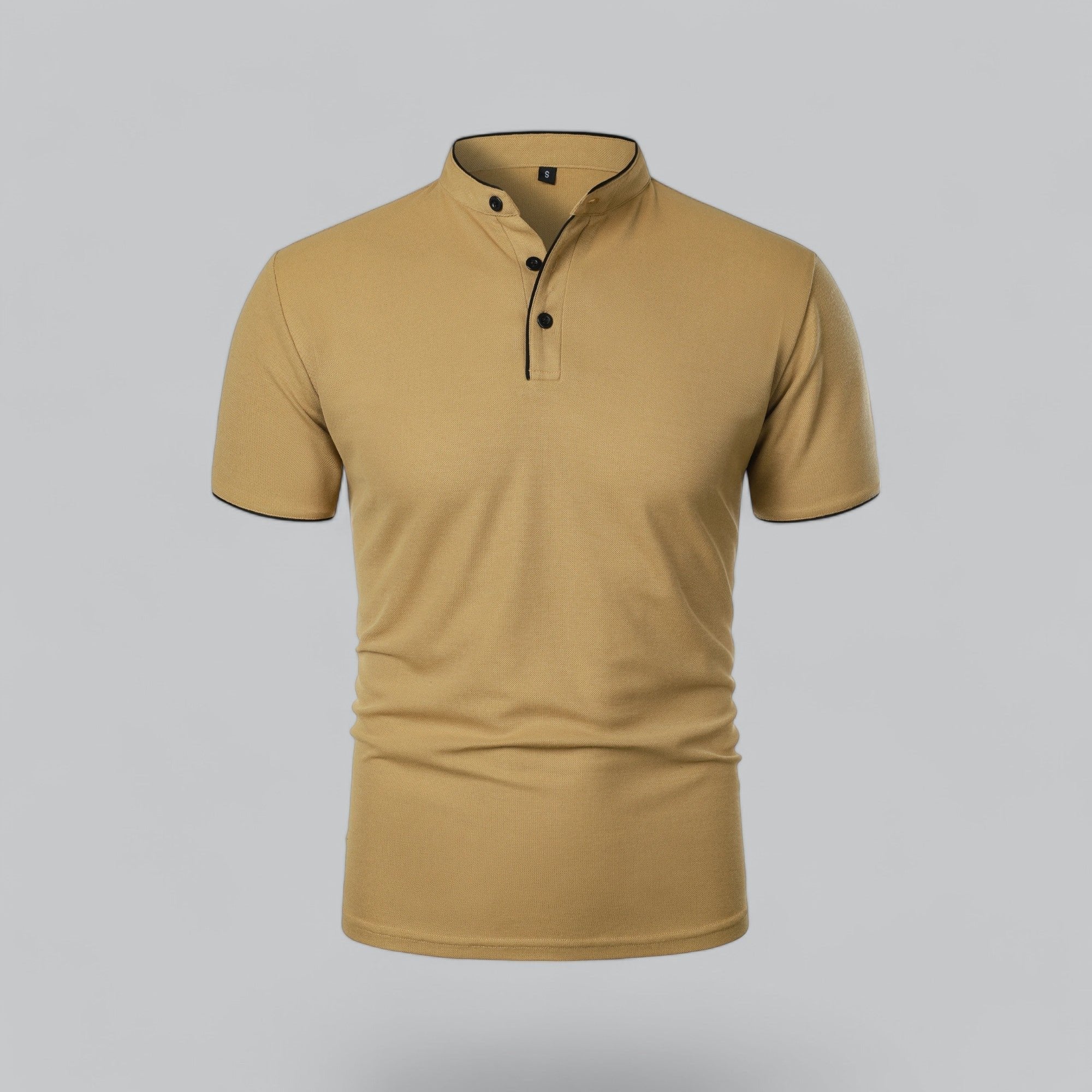 William | Men's Cotton Mandarin Collar Three-Button Polo Shirt 0