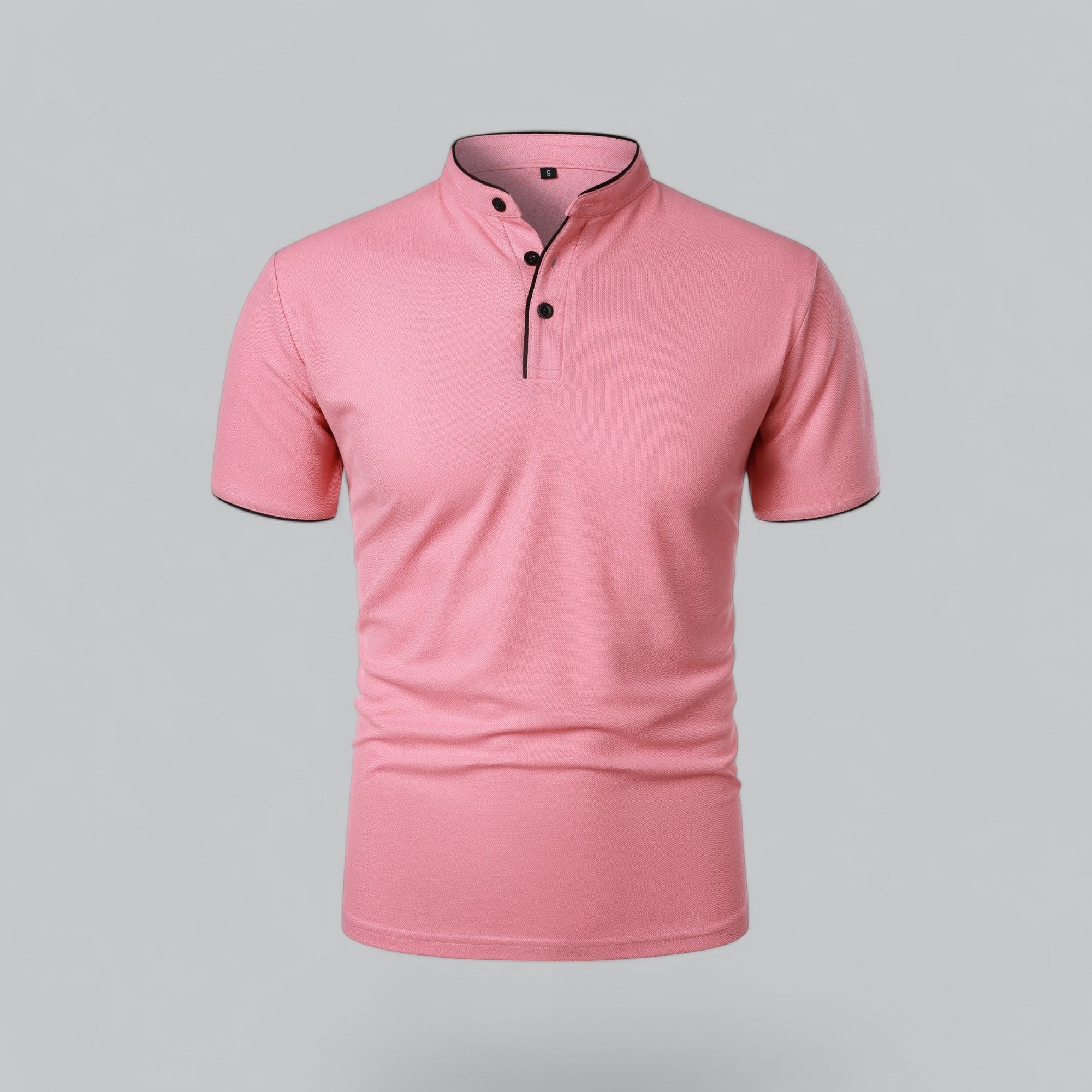 William | Men's Cotton Mandarin Collar Three-Button Polo Shirt 12