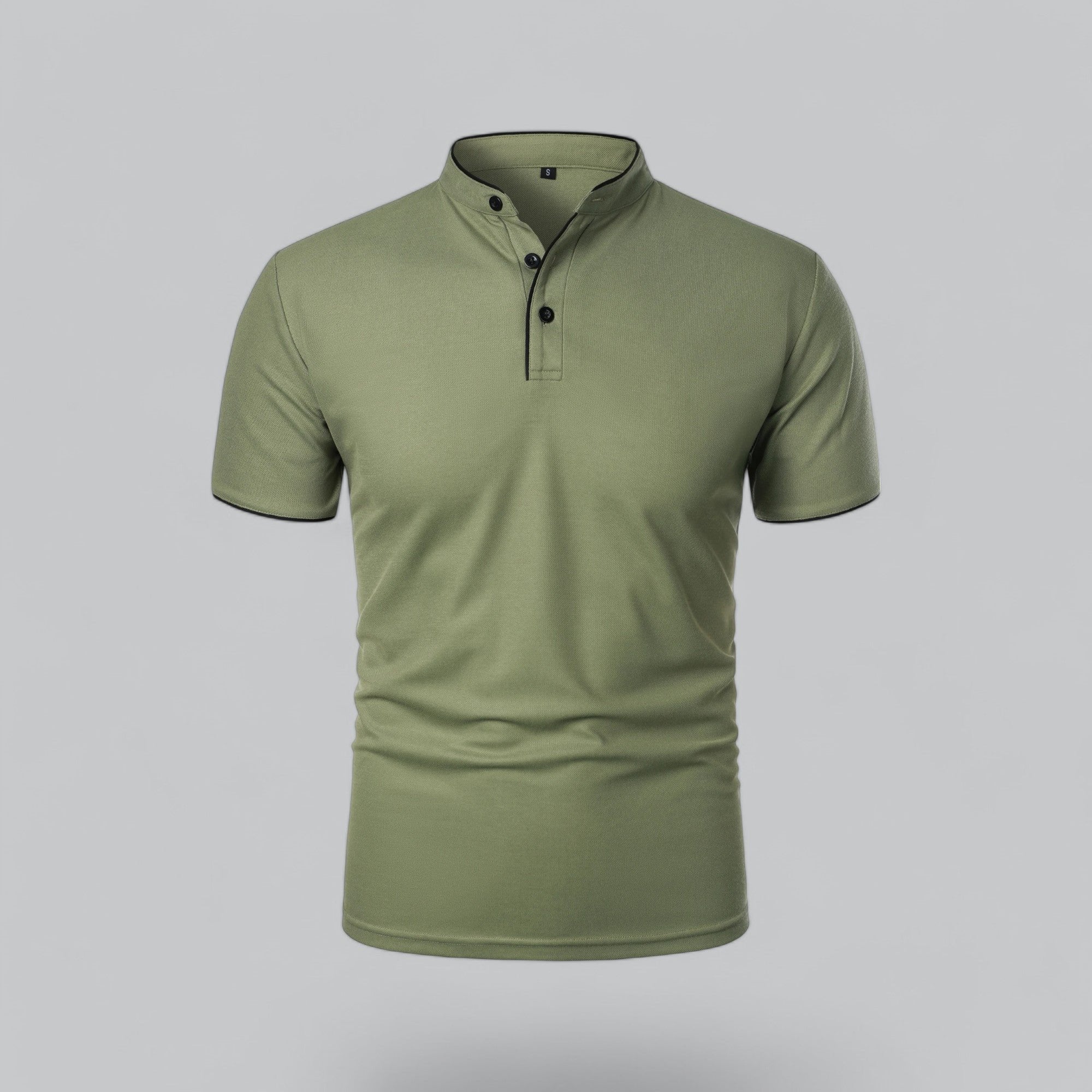 William | Men's Cotton Mandarin Collar Three-Button Polo Shirt 13