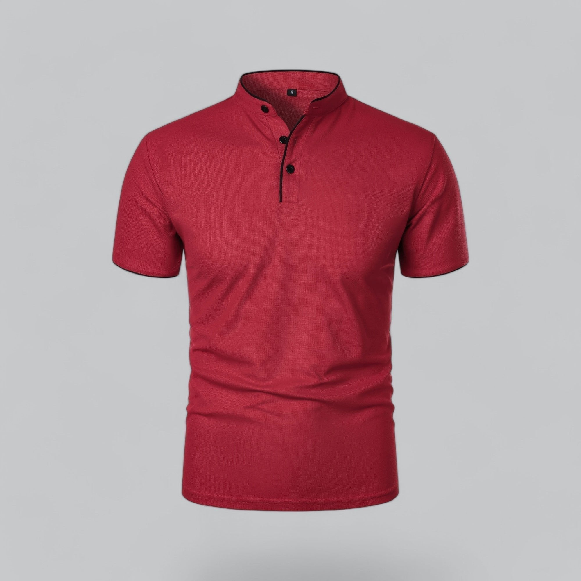 William | Men's Cotton Mandarin Collar Three-Button Polo Shirt 14