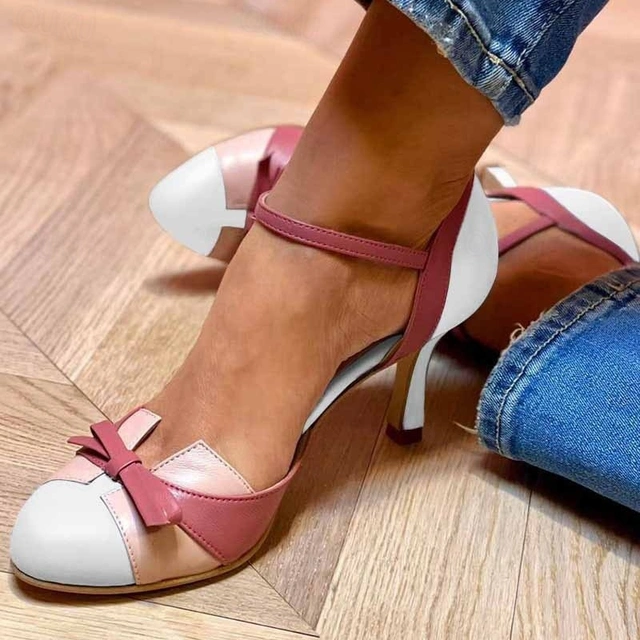 Women's Elegant Bow Strap Heels with Secure Ankle Fit 1