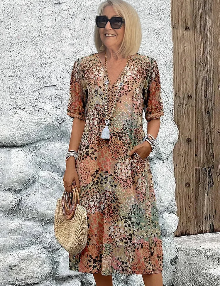Women's Floral Midi Dress - Elegant Summer Dress for Effortless Style and Comfort 0