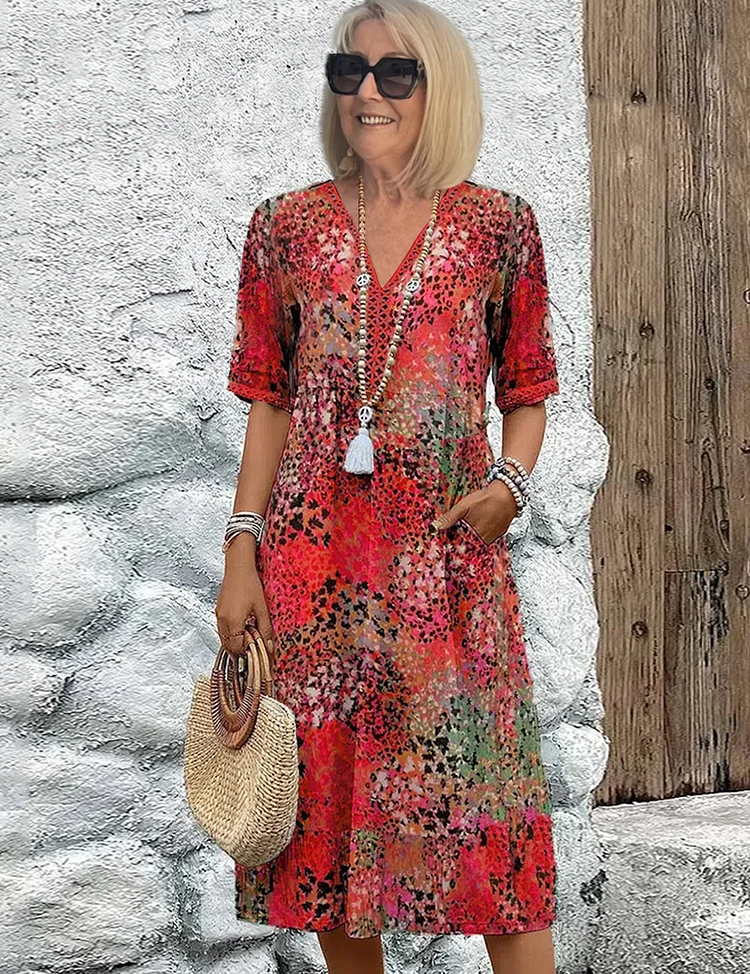 Women's Floral Midi Dress - Elegant Summer Dress for Effortless Style and Comfort 1