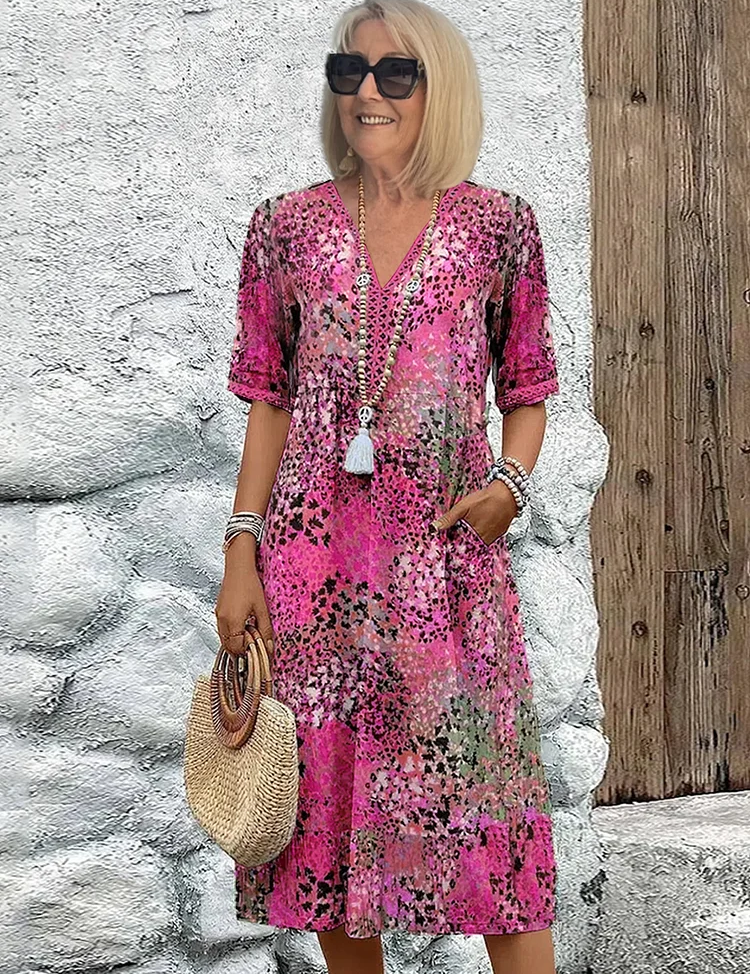 Women's Floral Midi Dress - Elegant Summer Dress for Effortless Style and Comfort 3