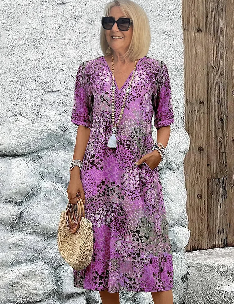 Women's Floral Midi Dress - Elegant Summer Dress for Effortless Style and Comfort 4
