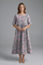 Women’s Floral Midi Dress with Round Neck and Flared Skirt 0