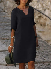 Women's Formal Dress - Elegant V-Neck Summer Dress for Special Events and Everyday Wear 0
