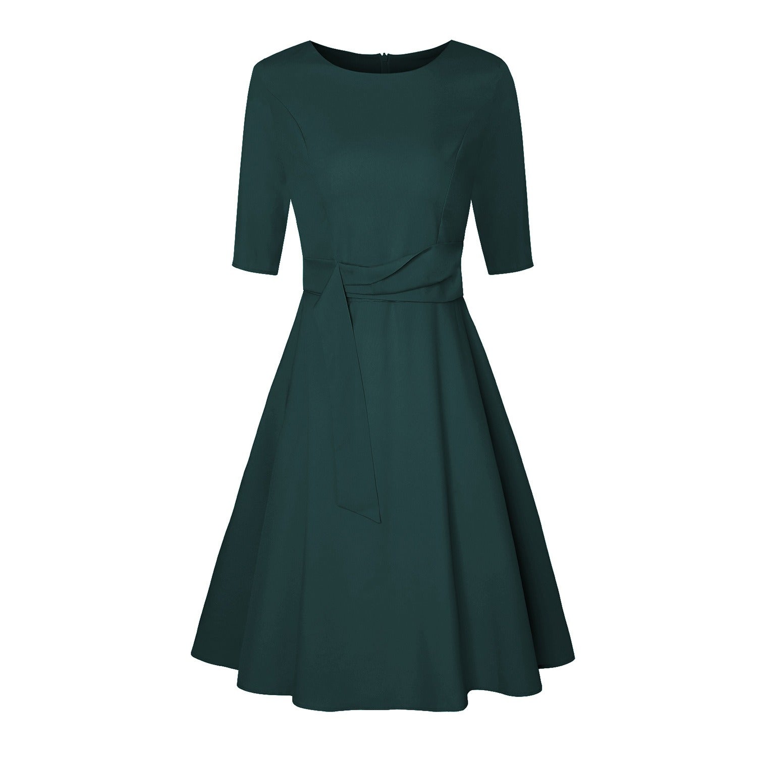 Women's Formal Dress, Elegant Midi Dress with Bow Detail, Slim Fit Evening and Work Dress 1
