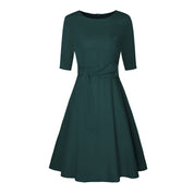 Women's Formal Dress, Elegant Midi Dress with Bow Detail, Slim Fit Evening and Work Dress 1