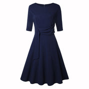 Women's Formal Dress, Elegant Midi Dress with Bow Detail, Slim Fit Evening and Work Dress 2