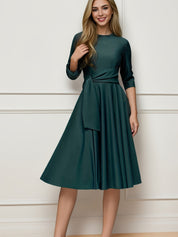 Women's Formal Dress, Elegant Midi Dress with Bow Detail, Slim Fit Evening and Work Dress 3