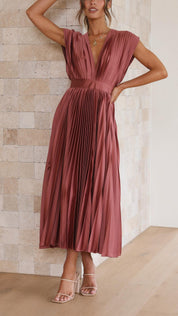 Women's Formal Maxi Dress - Elegant Pleated Summer Dress for Weddings & Special Events 2