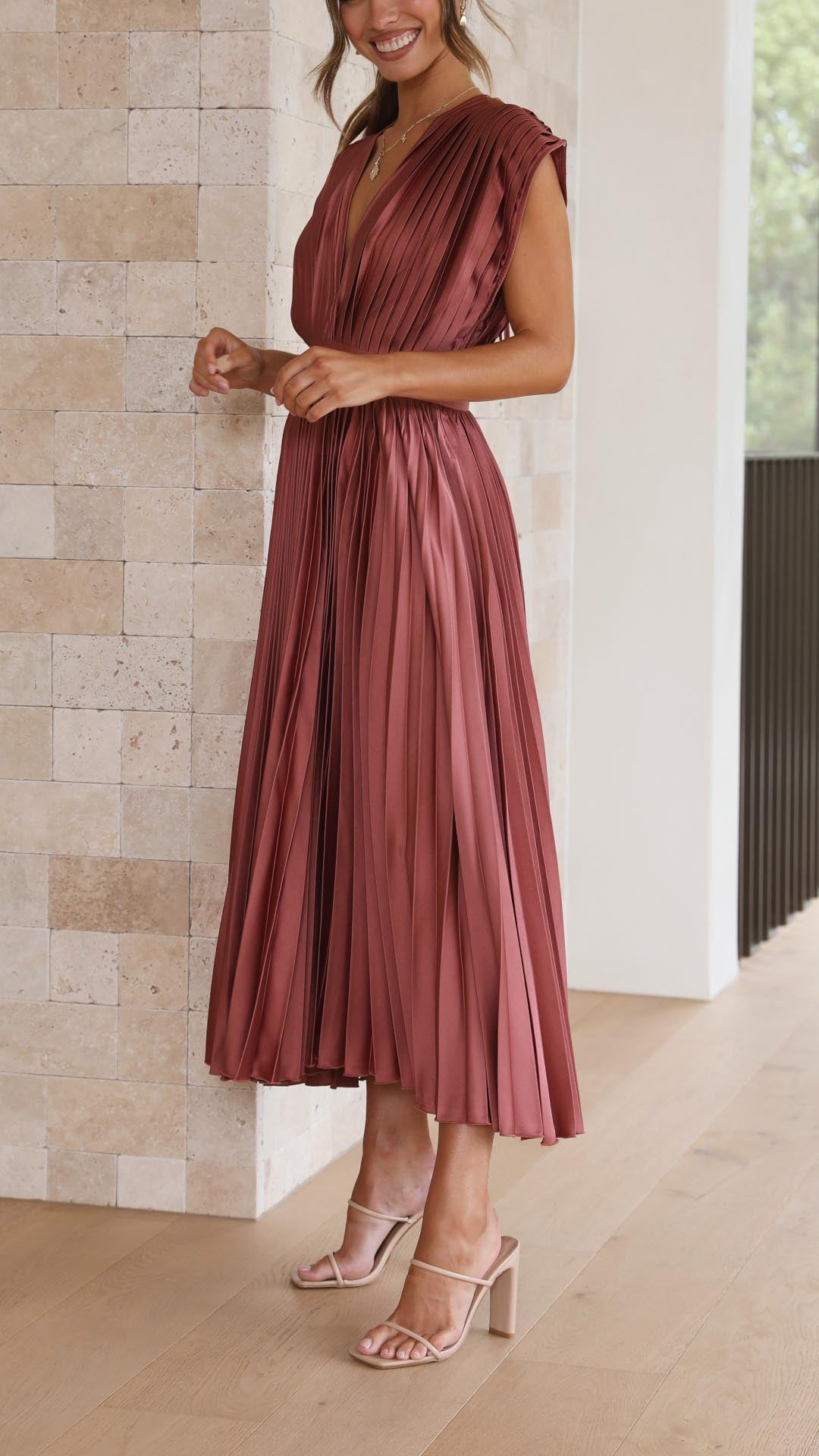 Women's Formal Maxi Dress - Elegant Pleated Summer Dress for Weddings & Special Events 4