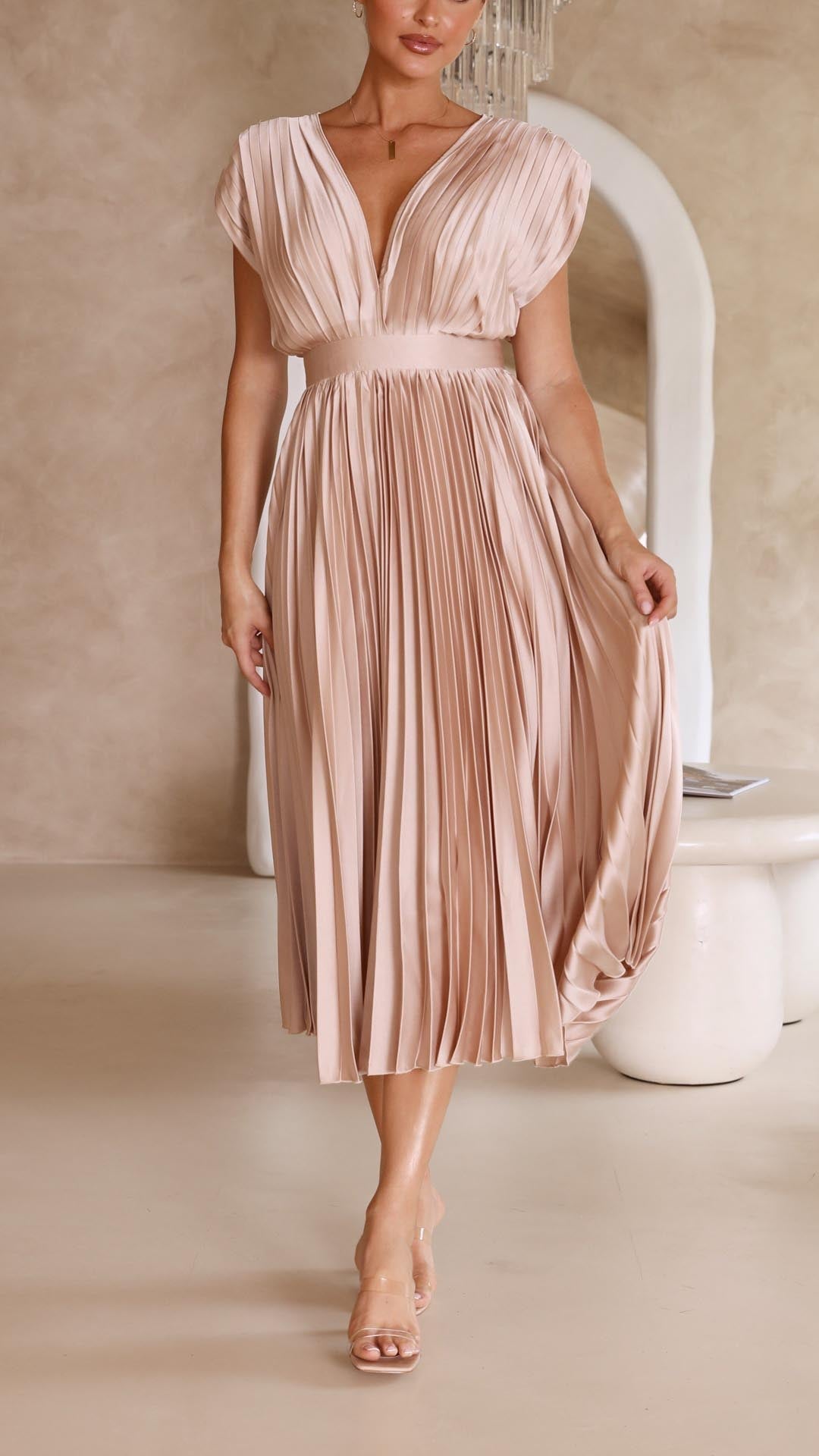 Women's Formal Maxi Dress - Elegant Pleated Summer Dress for Weddings & Special Events 5