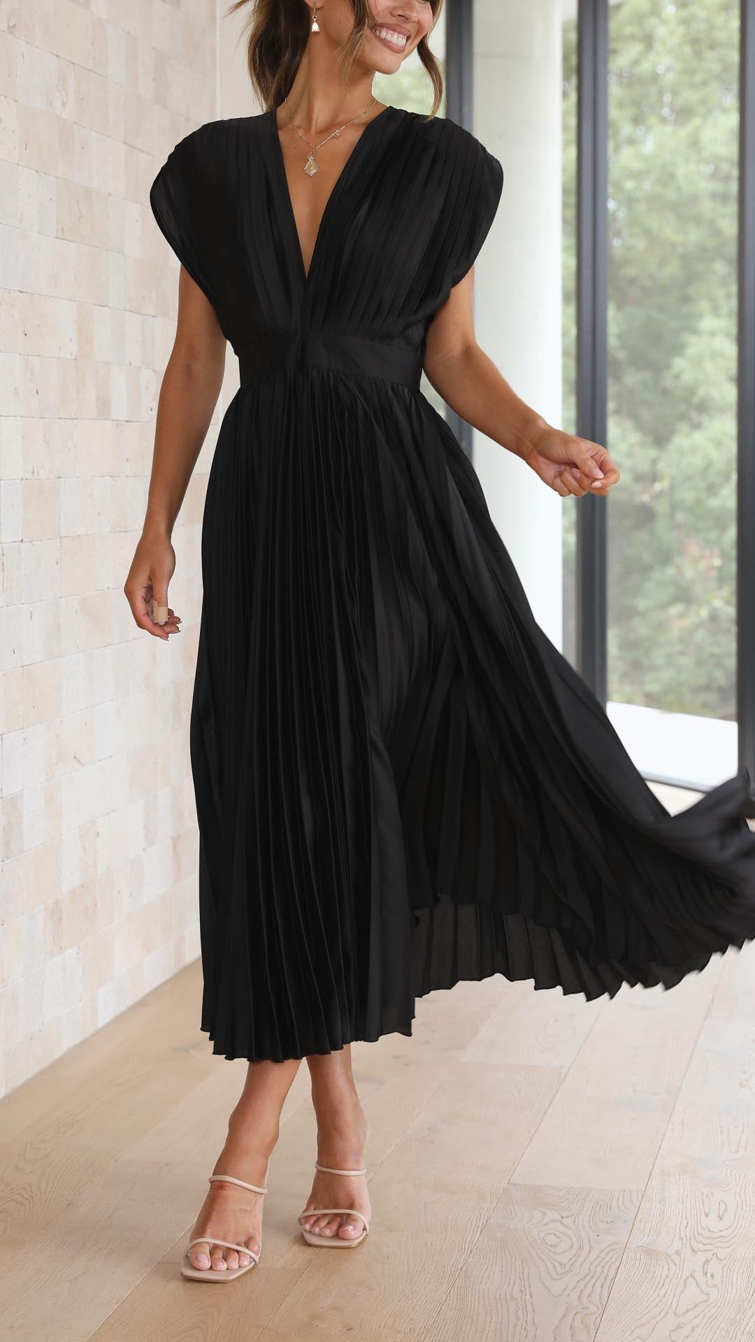Women's Formal Maxi Dress - Elegant Pleated Summer Dress for Weddings & Special Events 9