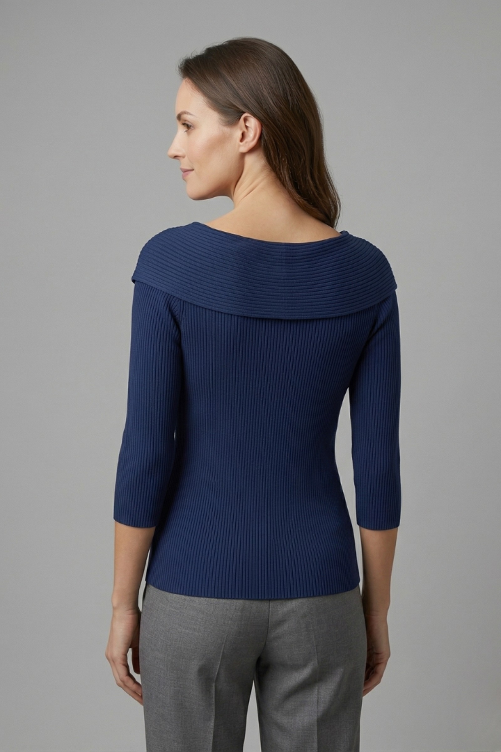 Women’s Long Sleeve Knitted Top with Bow Neckline Detail 4