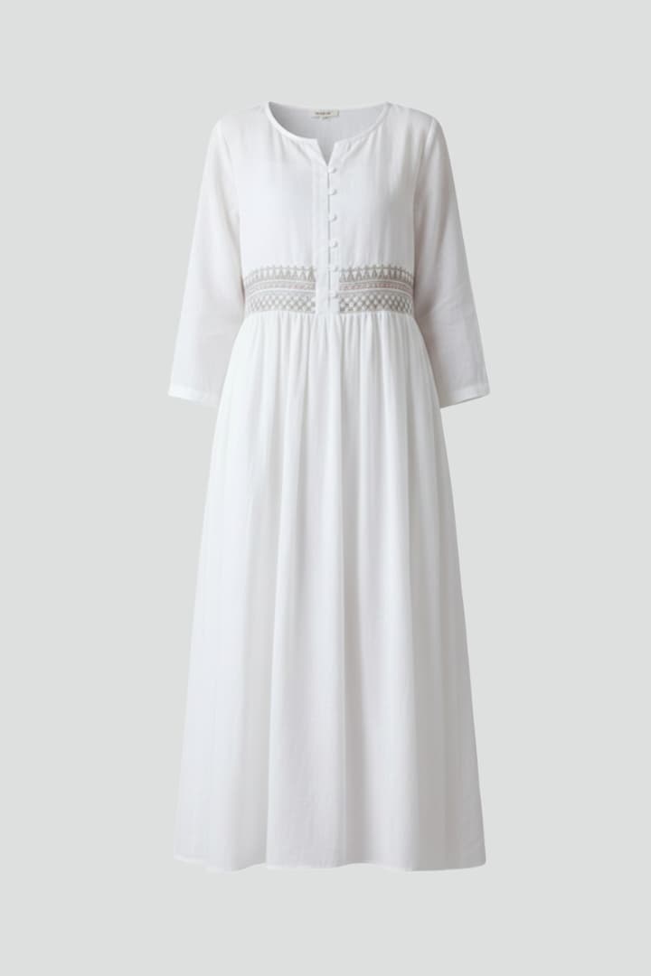 Women's Maxi Dress - Boho Embroidered Summer Dress with Relaxed Fit and Flowing Hem for Effortless Style 1