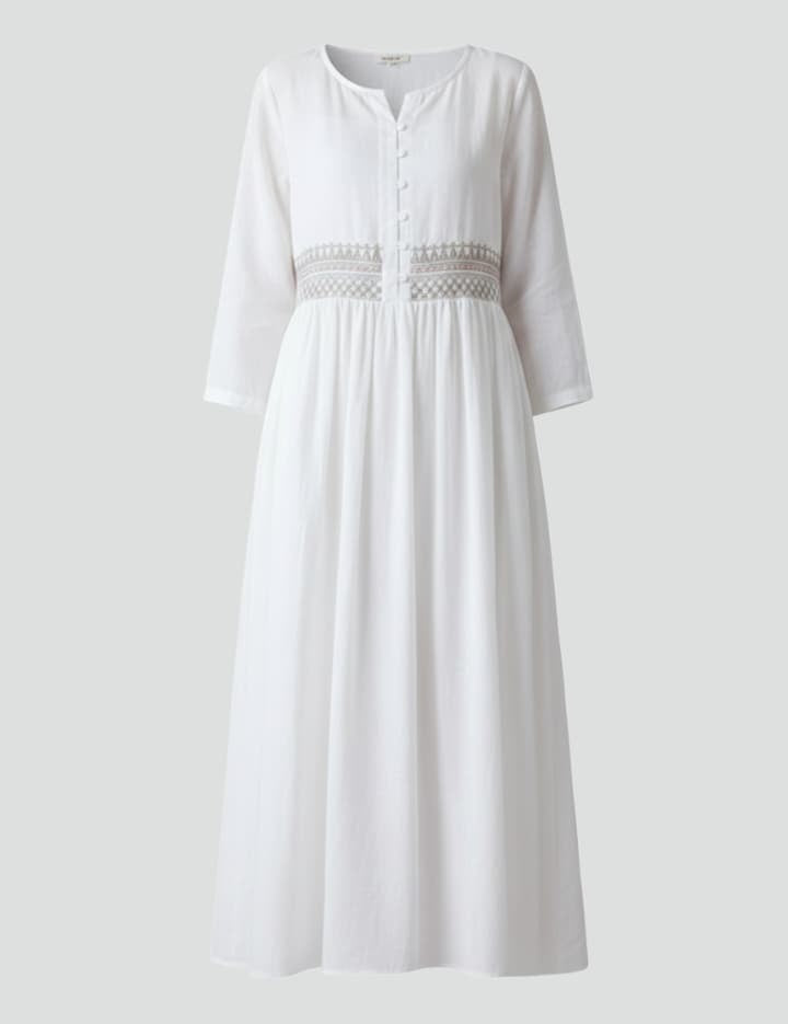 Women's Maxi Dress - Boho Embroidered Summer Dress with Relaxed Fit and Flowing Hem for Effortless Style 1