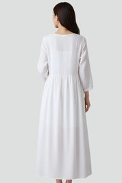 Women's Maxi Dress - Boho Embroidered Summer Dress with Relaxed Fit and Flowing Hem for Effortless Style 3