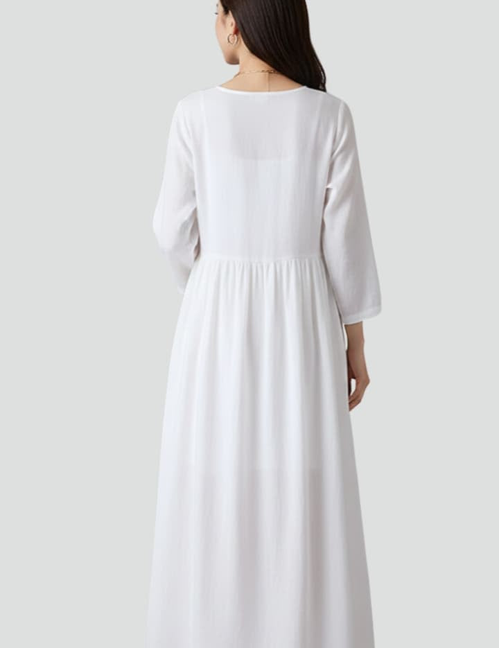 Women's Maxi Dress - Boho Embroidered Summer Dress with Relaxed Fit and Flowing Hem for Effortless Style 3