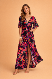 Women's Maxi Dress - Elegant Summer Dresses with Envelope Neckline for Casual and Formal Occasions 1