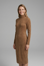 Women’s Midi Dress with High Neck and Long Sleeves Elegant Fit 3