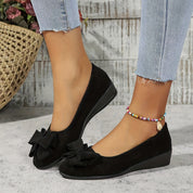 Women's Orthopedic Black Ballet Flats with Bow Detail - Comfortable Arch Support Flats for Women 2