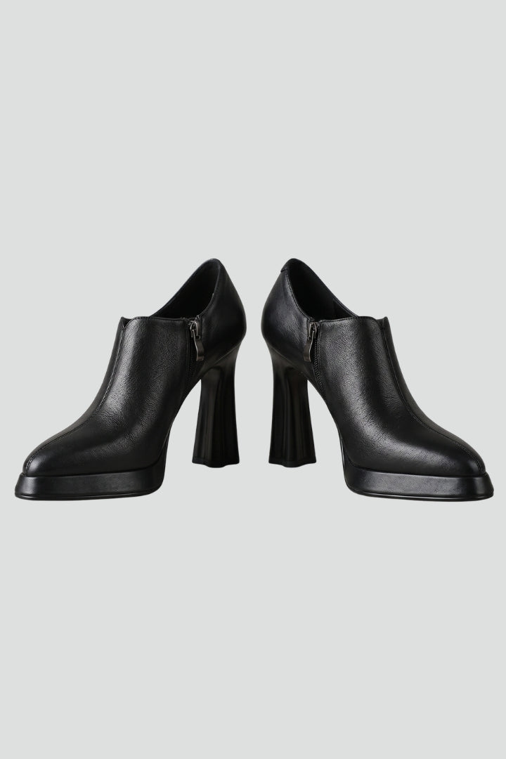 Women's Orthopedic Leather Pumps with Arch Support Platform and Side Zipper 1